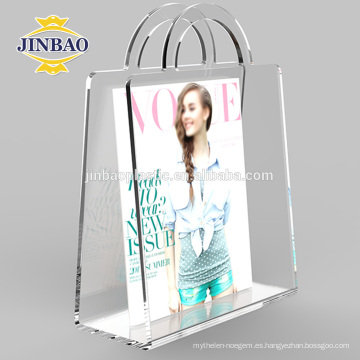 JINBAO 2018 Nuevo estilo personalizado de lujo claro acrílico revista o bolsa de libros